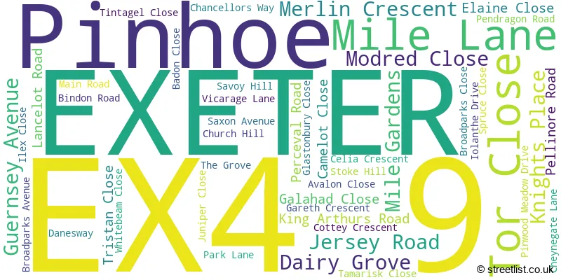 A word cloud for the EX4 9 postcode